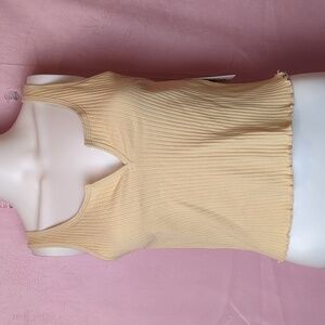 Billabong Cropped Ribbed Tan Neutral Basic Notch Tank Top size Large 12